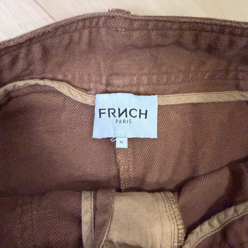 Frnch Paris Wide Leg Pants Women's Medium Brown Cotton Straight Minimalist - Picture 5 of 11